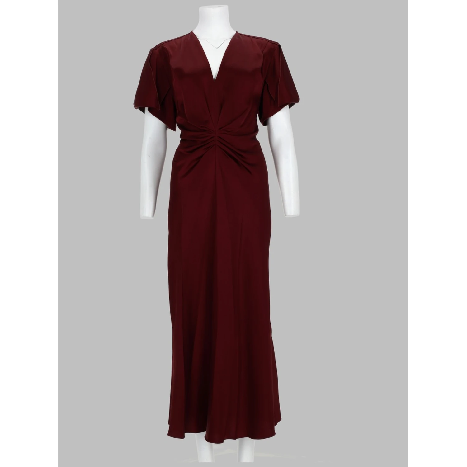 ABITO MIDI CON DRAPPEGGIO E SCOLLO A V