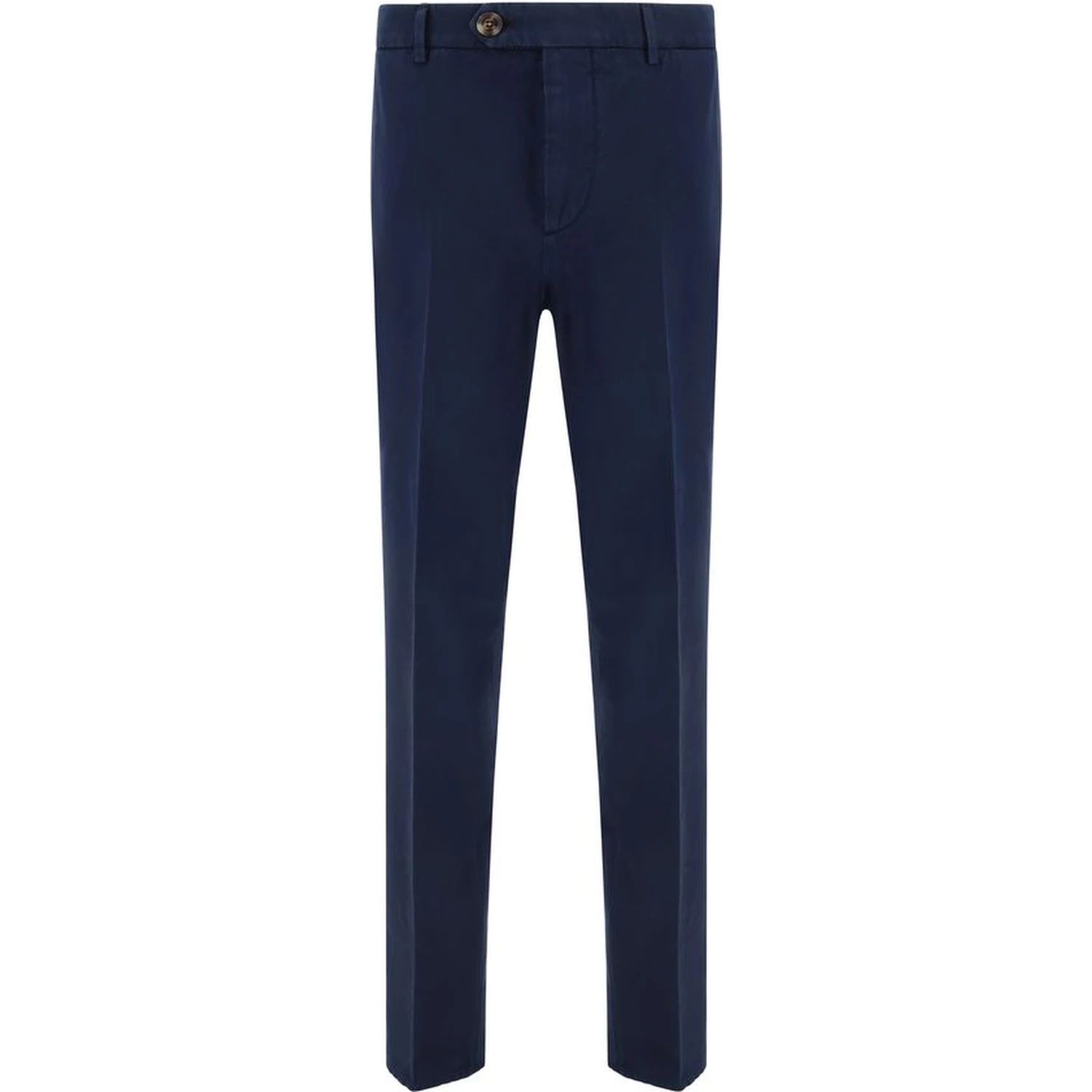 Blue Cotton Casual Pants