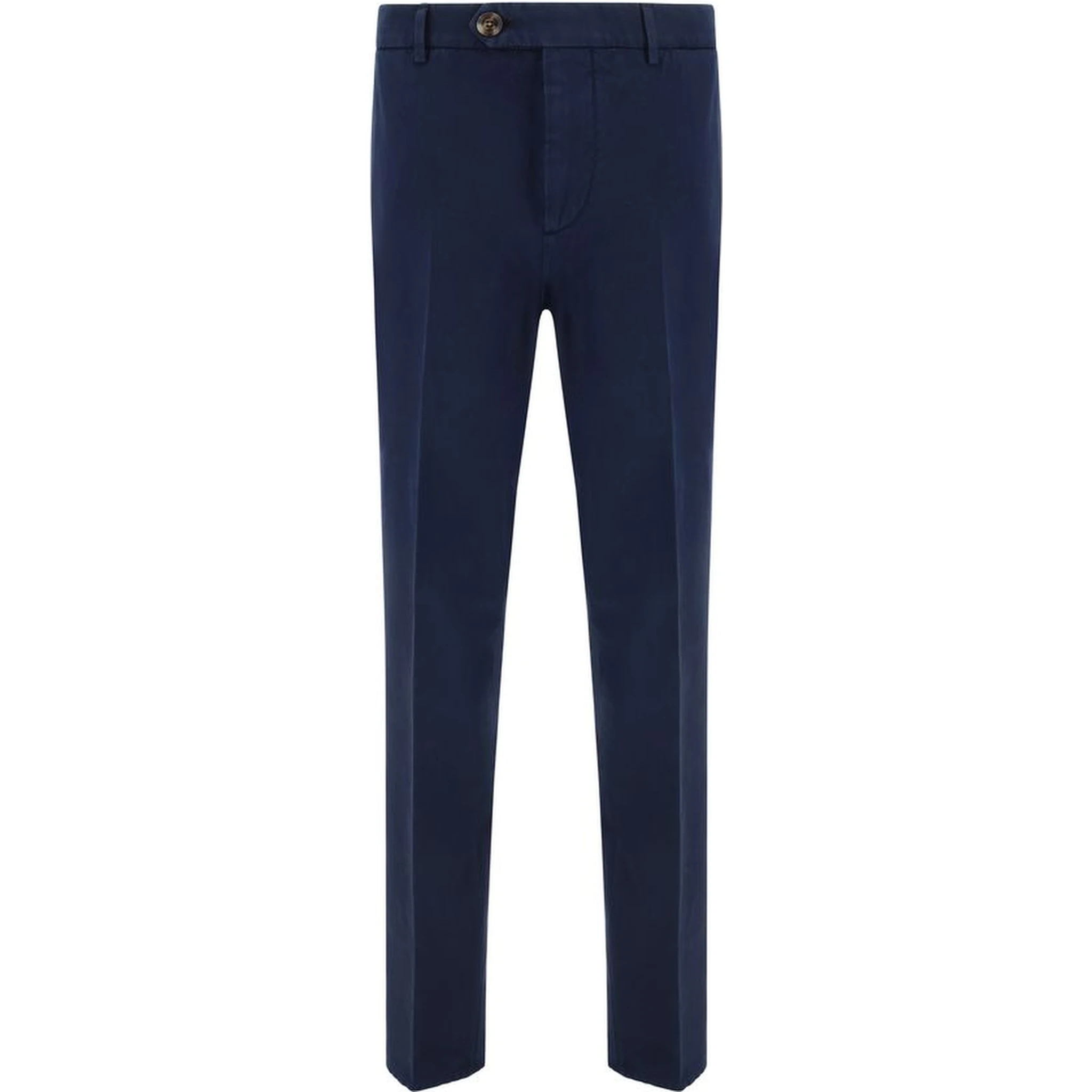 Blue Cotton Casual Pants