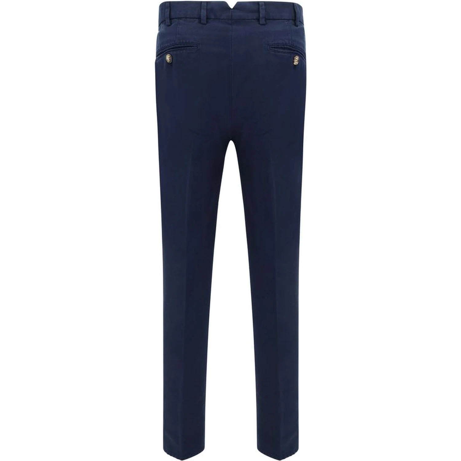 Blue Cotton Casual Pants