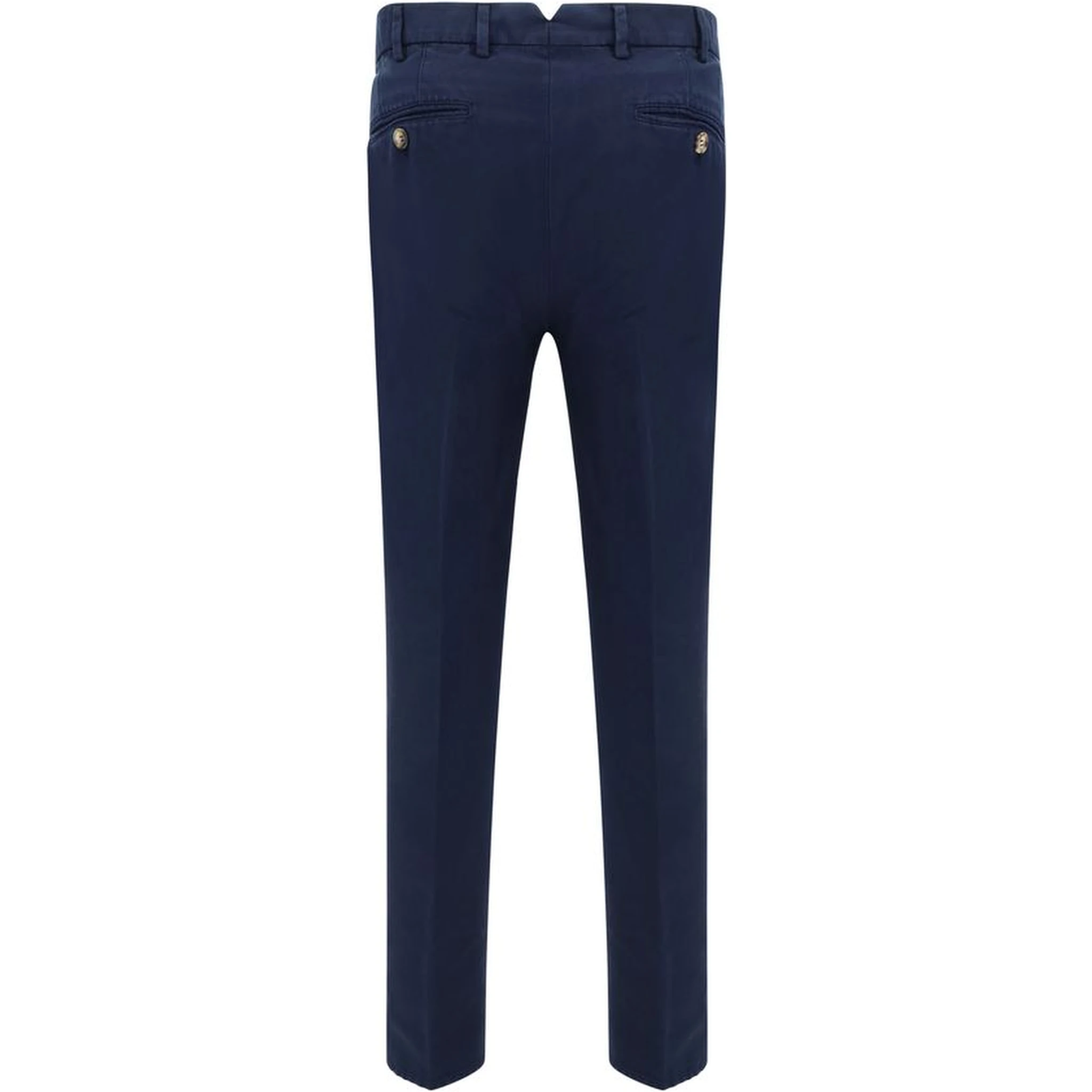 Blue Cotton Casual Pants
