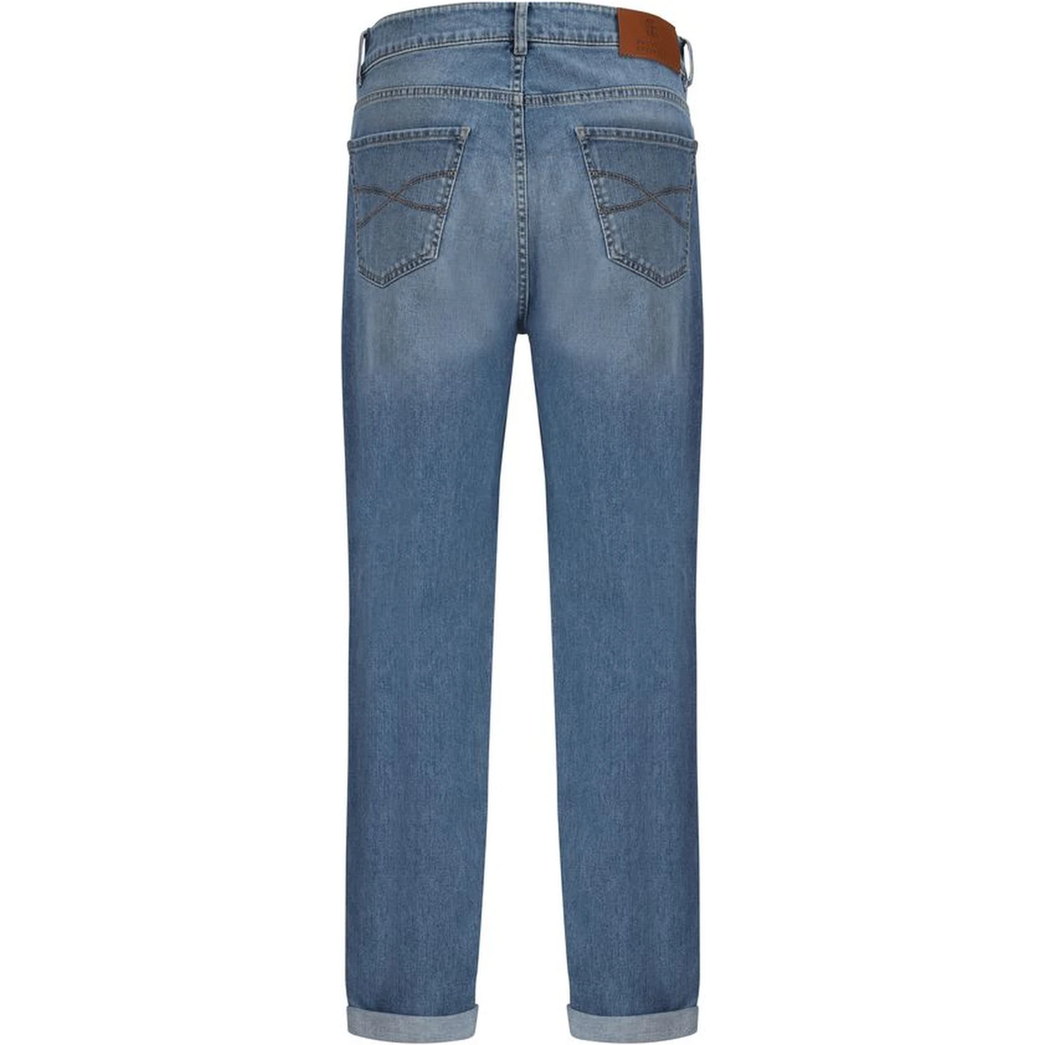 Blue Cotton Straight-Leg Jeans
