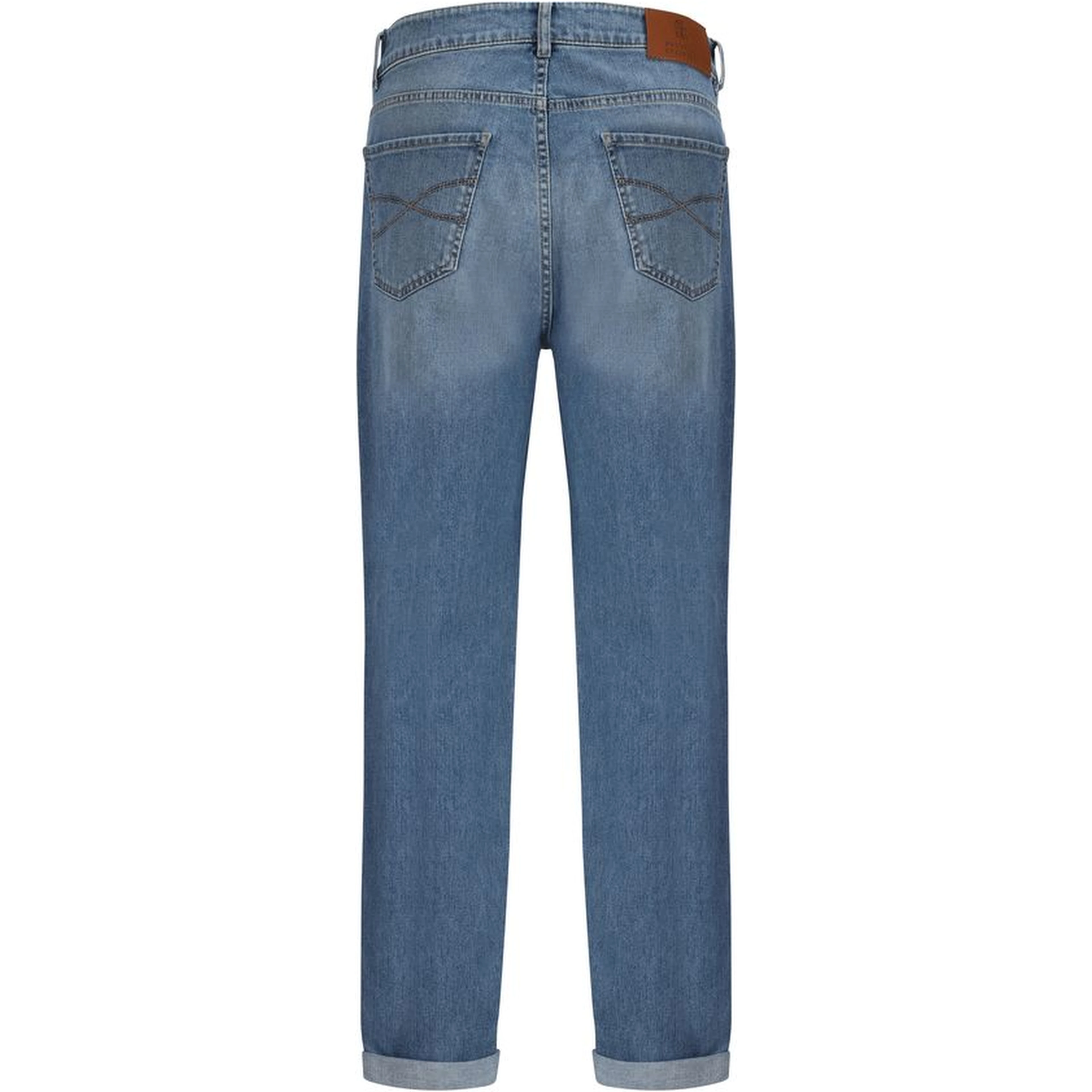Blue Cotton Straight-Leg Jeans