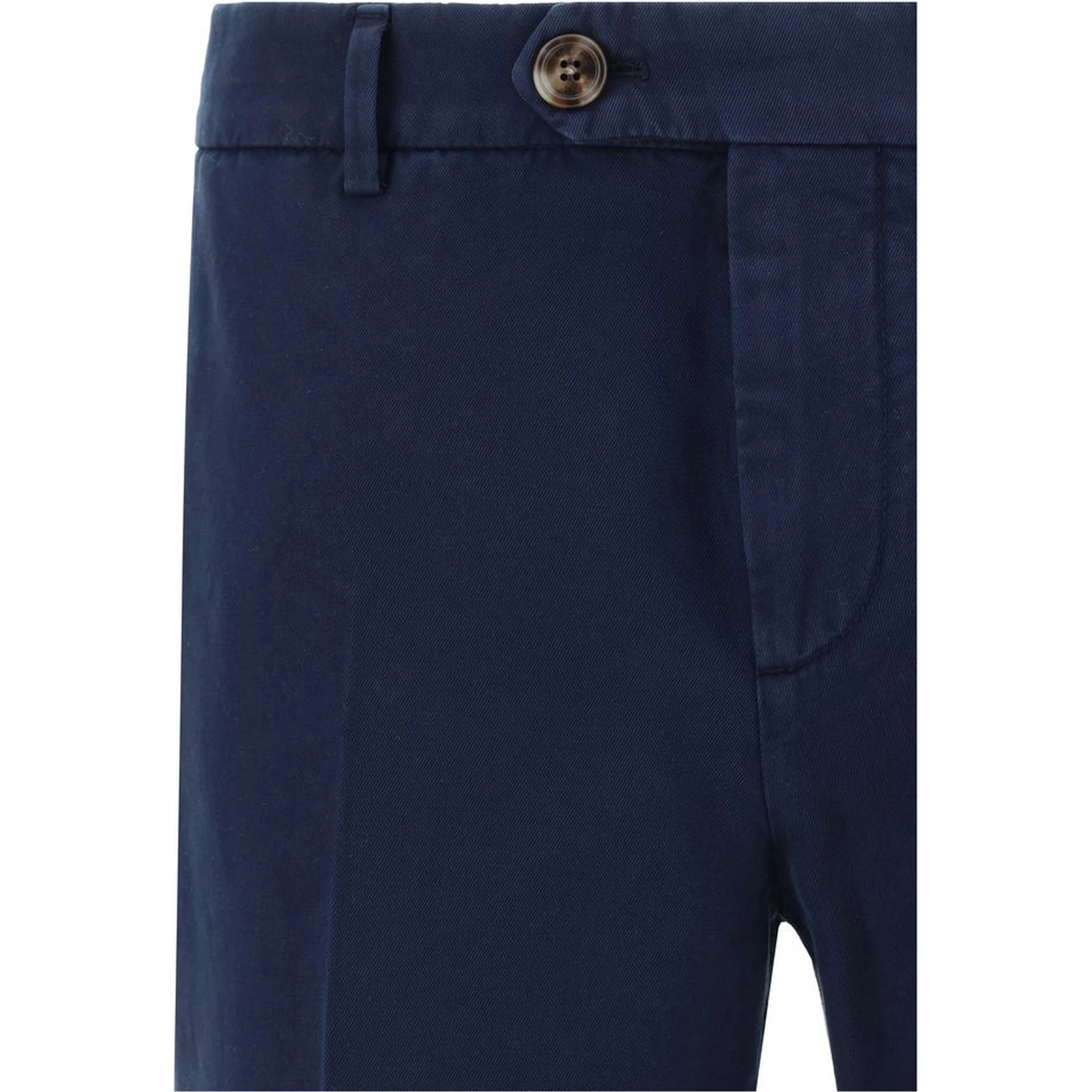 Blue Cotton Casual Pants