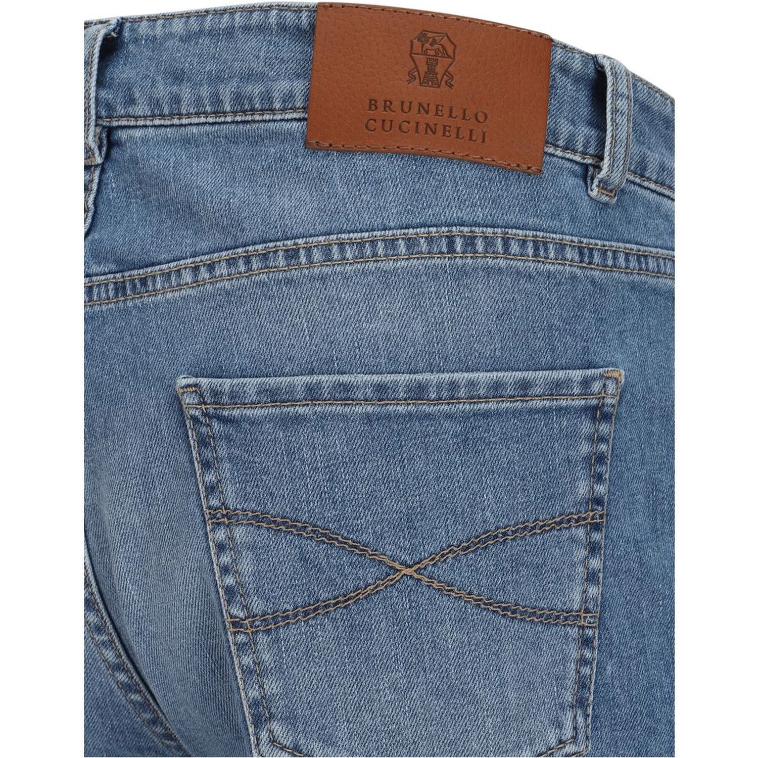 Blue Cotton Straight-Leg Jeans