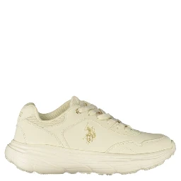 White Polyester Athletic Sneakers