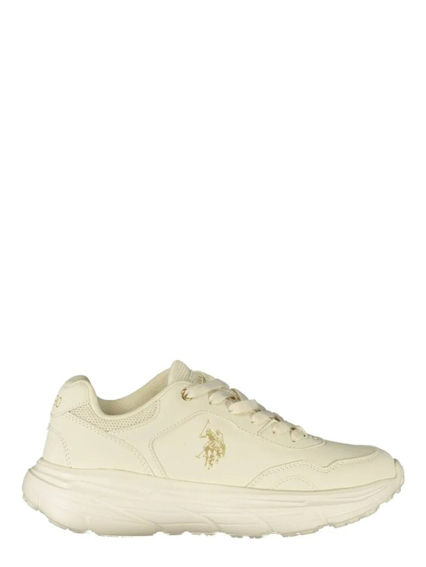 White Polyester Athletic Sneakers