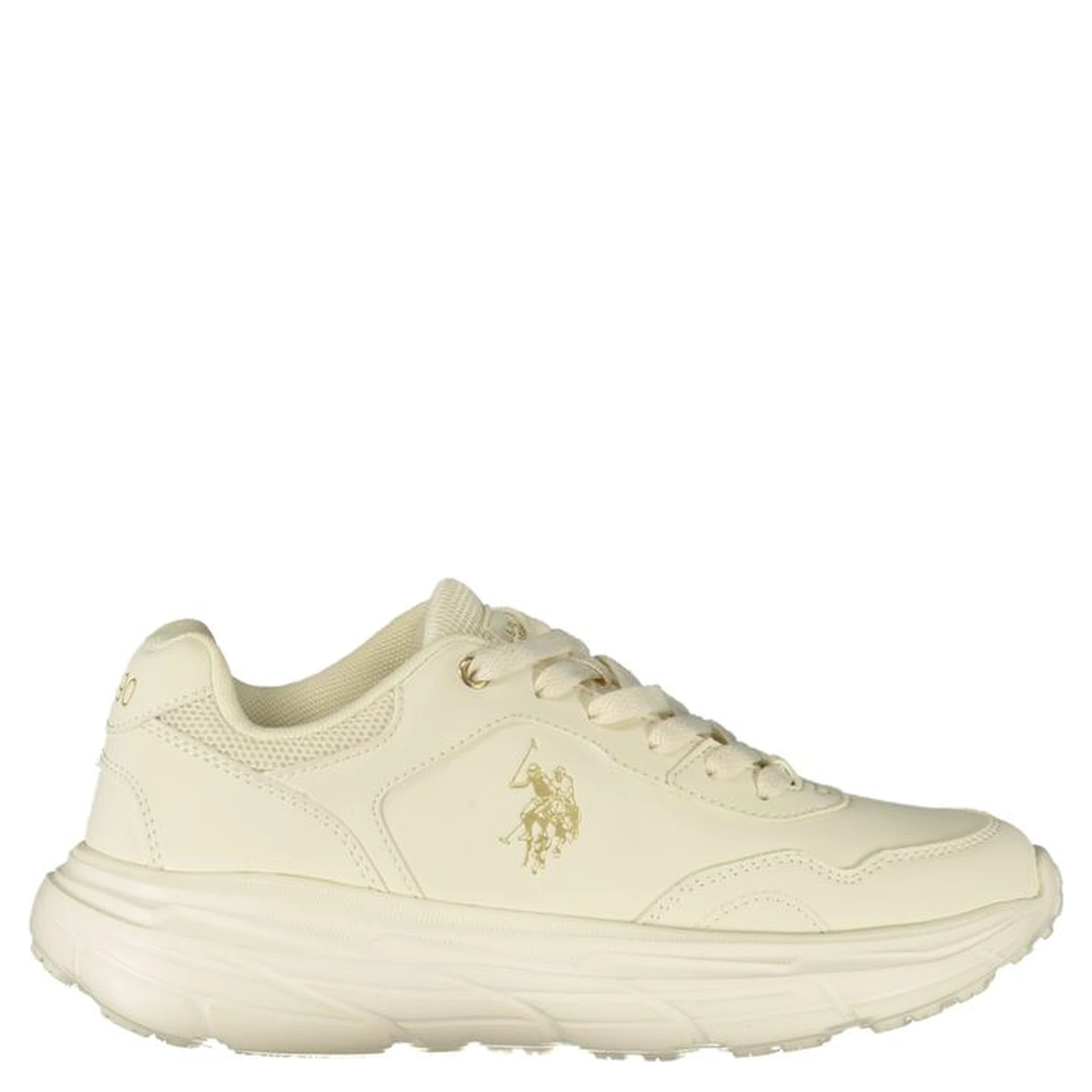 White Polyester Athletic Sneakers