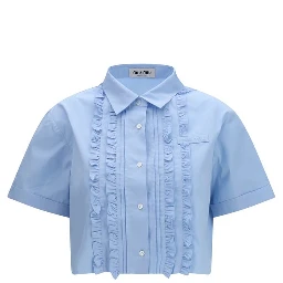 Blue Cotton Shortsleeve Shirt