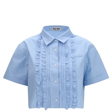 Blue Cotton Shortsleeve Shirt