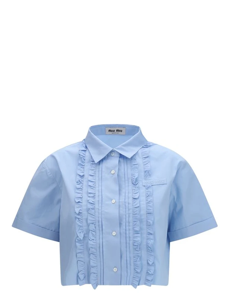 Blue Cotton Shortsleeve Shirt