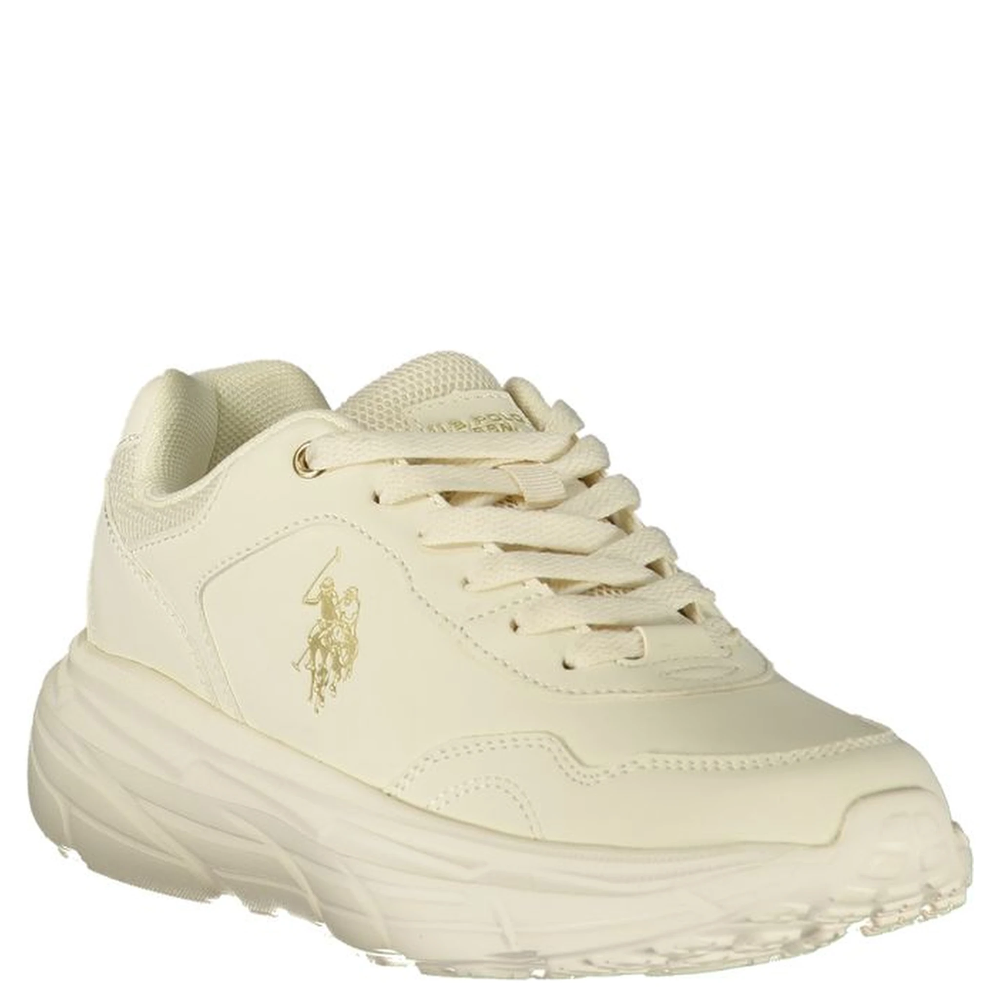 White Polyester Athletic Sneakers