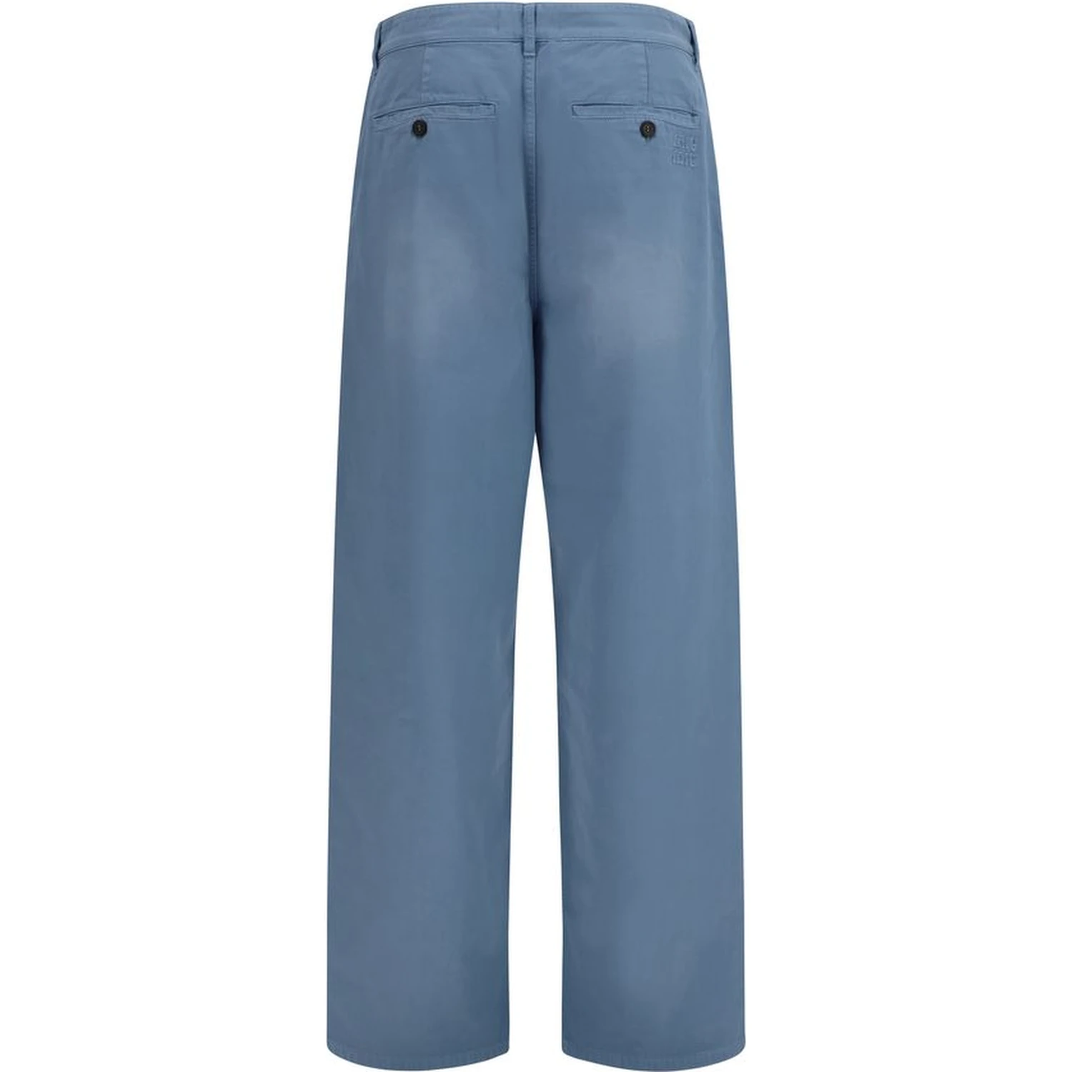 Blue Cotton Casual Pants