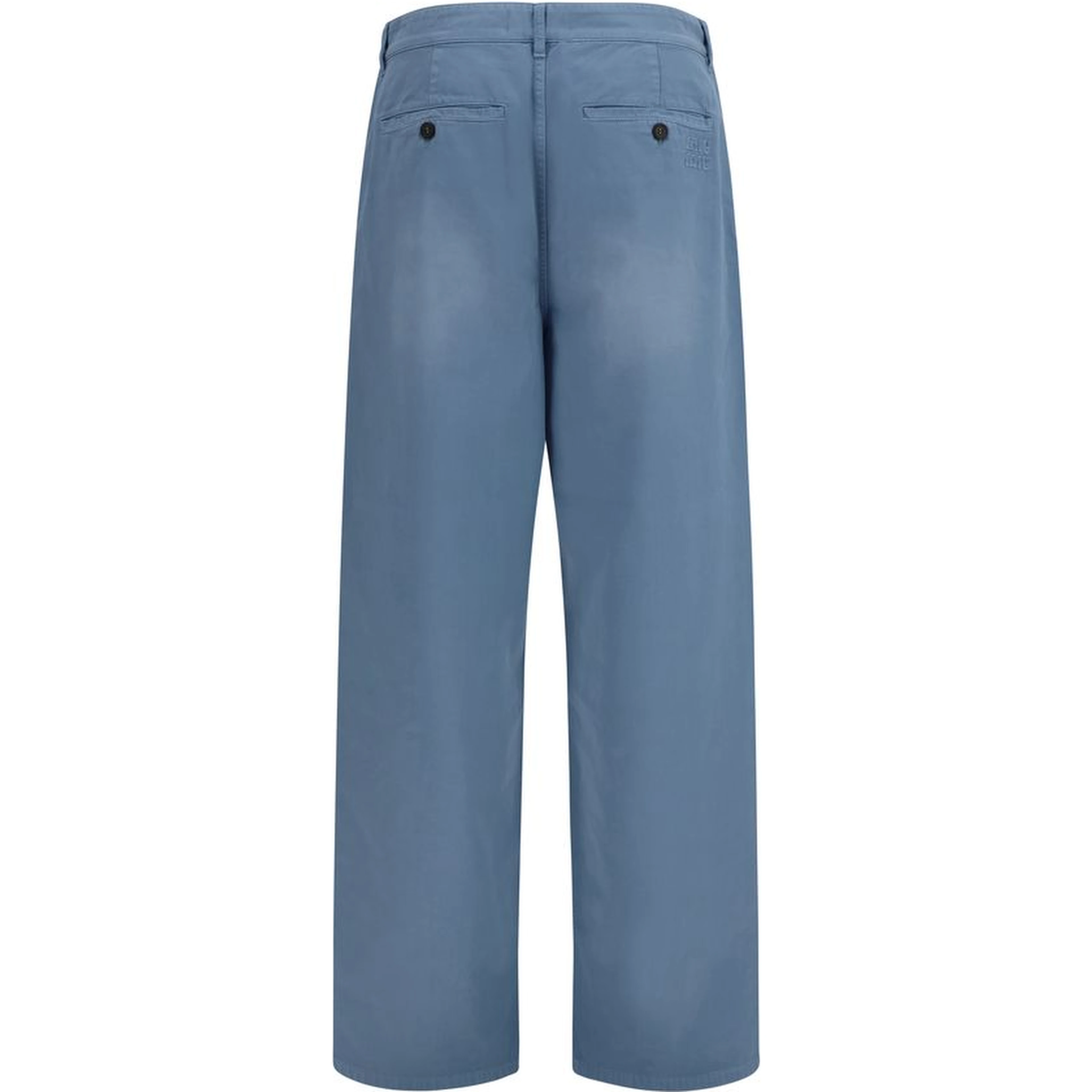 Blue Cotton Casual Pants