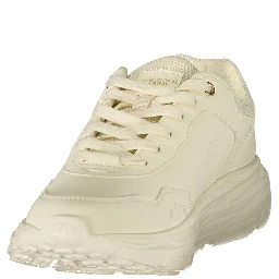 White Polyester Athletic Sneakers