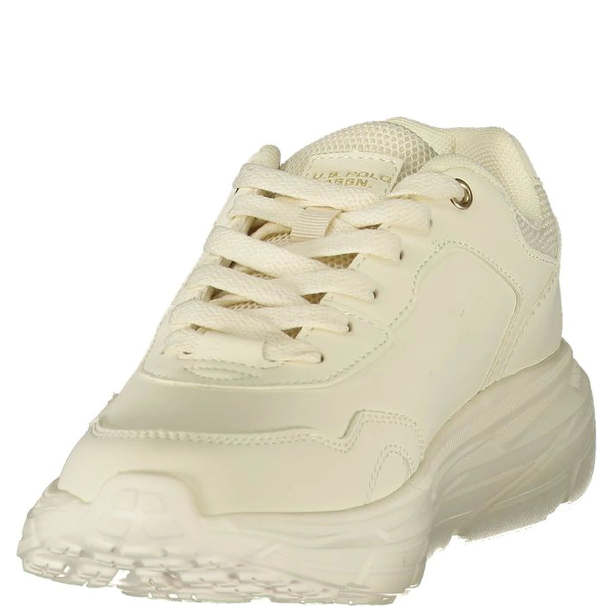 White Polyester Athletic Sneakers