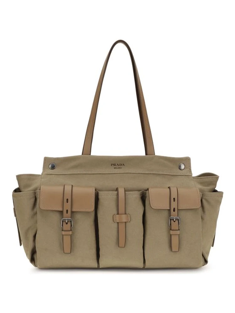 Bicolor Cotton Shoulder Bag