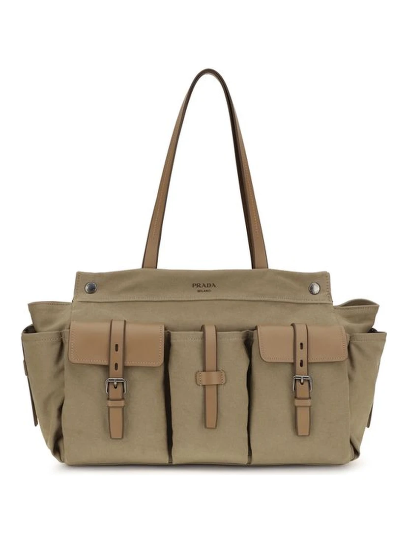 Bicolor Cotton Shoulder Bag