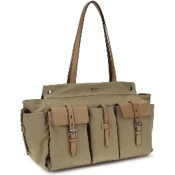 Bicolor Cotton Shoulder Bag