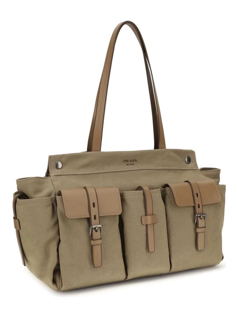 Bicolor Cotton Shoulder Bag
