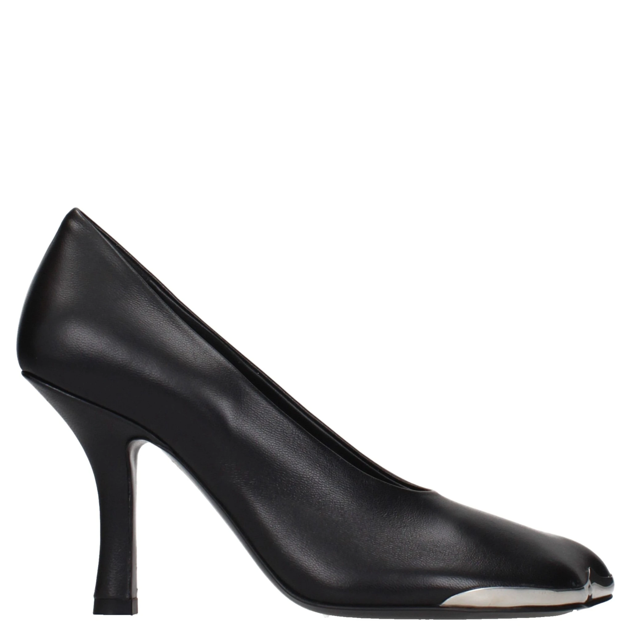 Black Leather High Heel Pumps