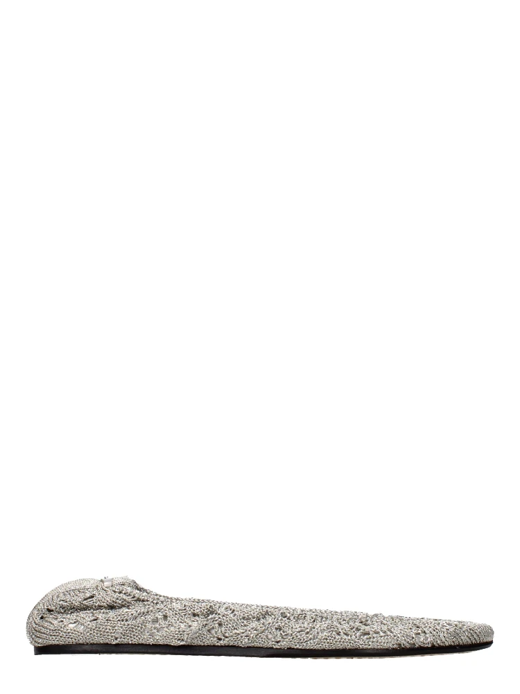 Gray Fabric Ballet Flats