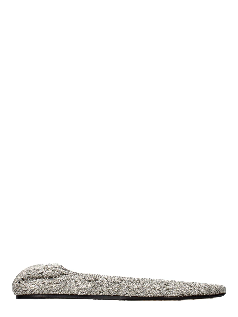 Gray Fabric Ballet Flats