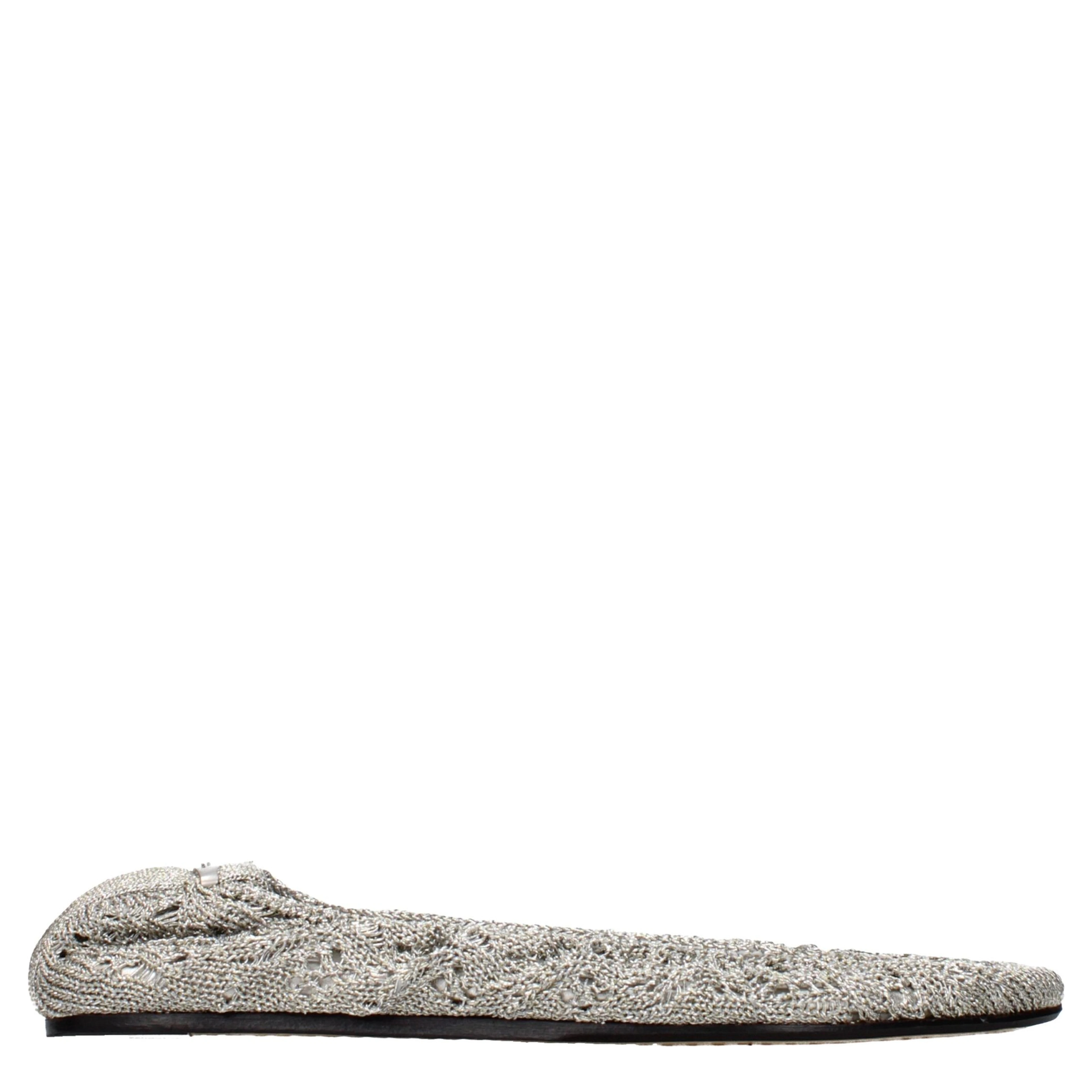 Gray Fabric Ballet Flats