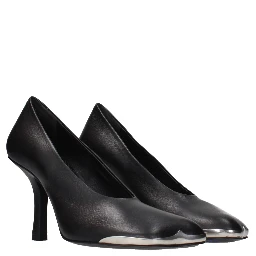 Black Leather High Heel Pumps