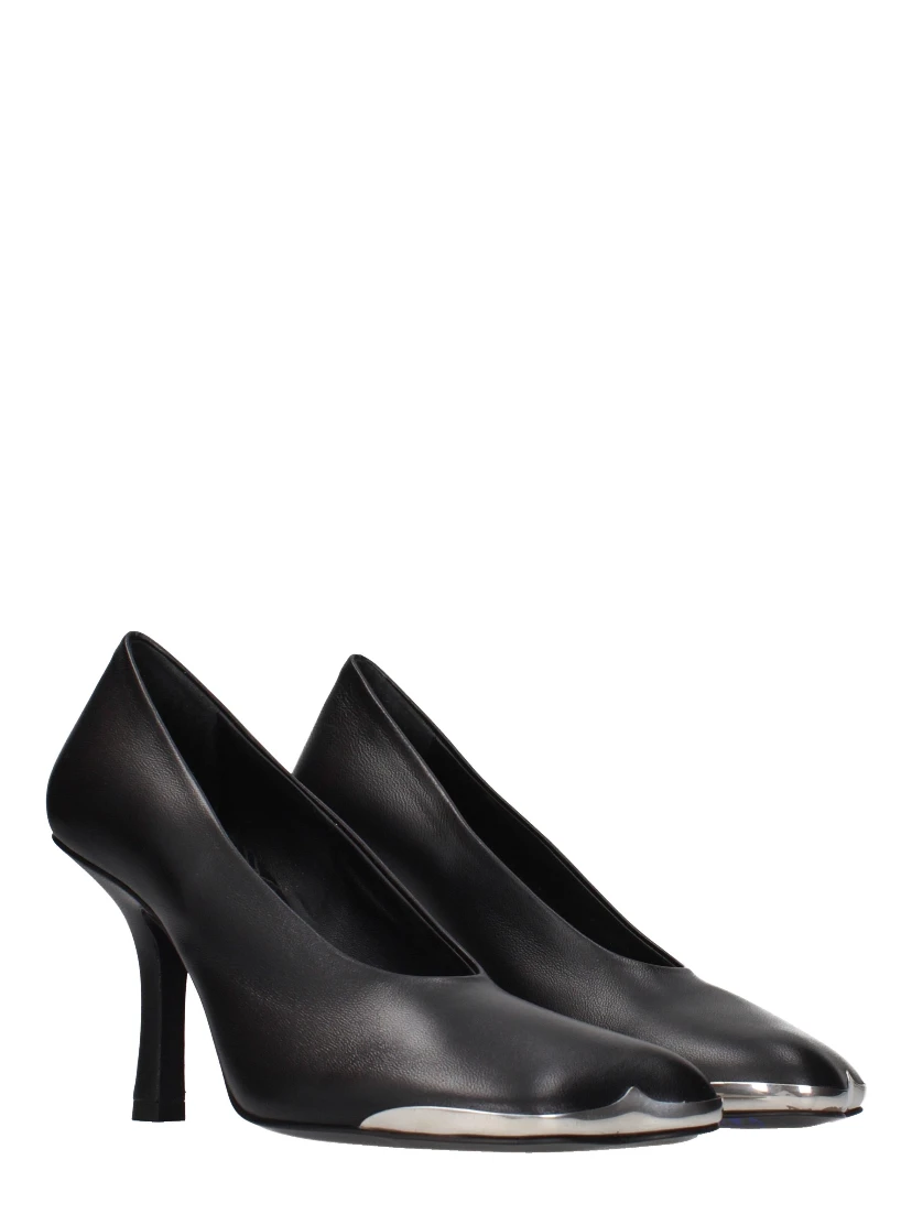 Black Leather High Heel Pumps