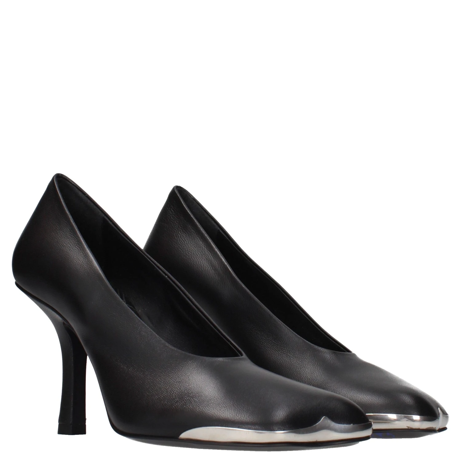 Black Leather High Heel Pumps