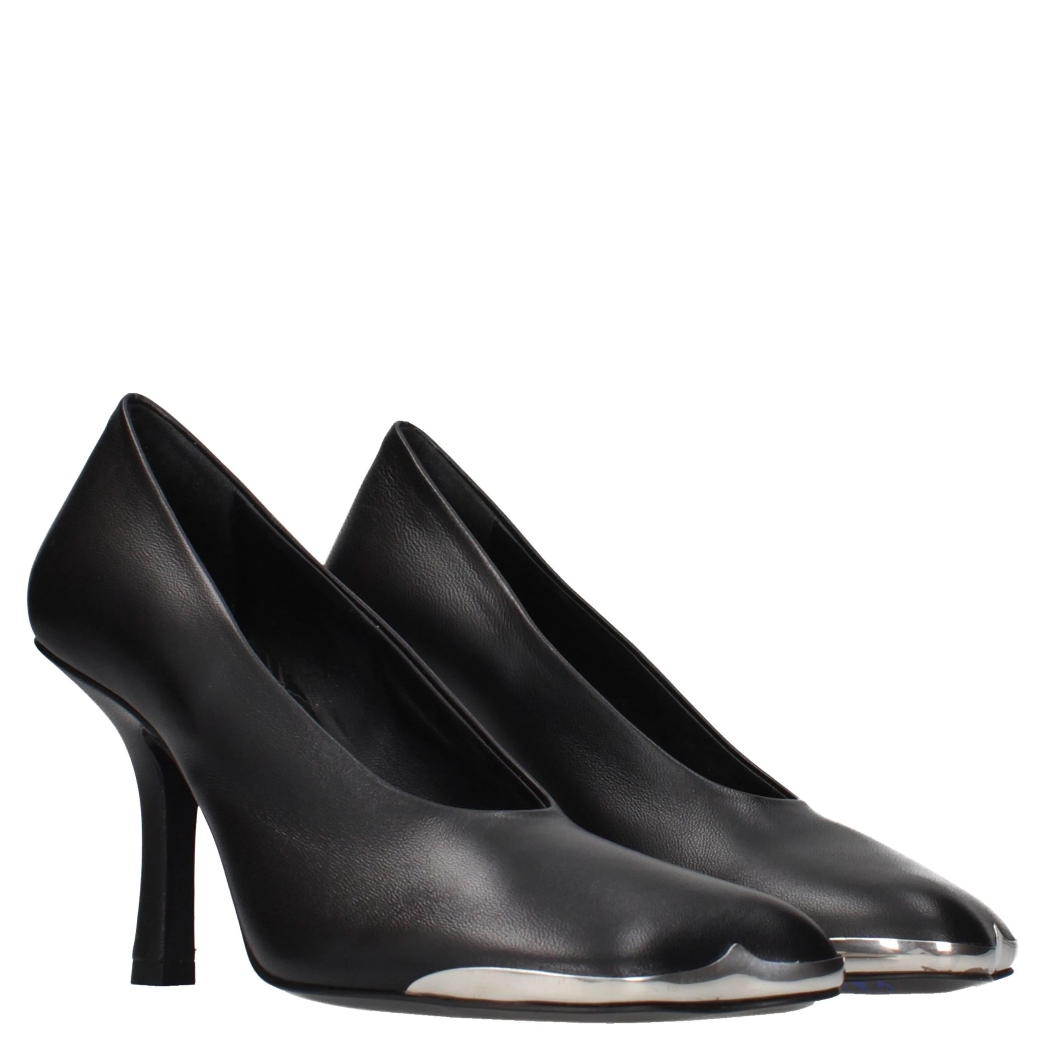 Black Leather High Heel Pumps