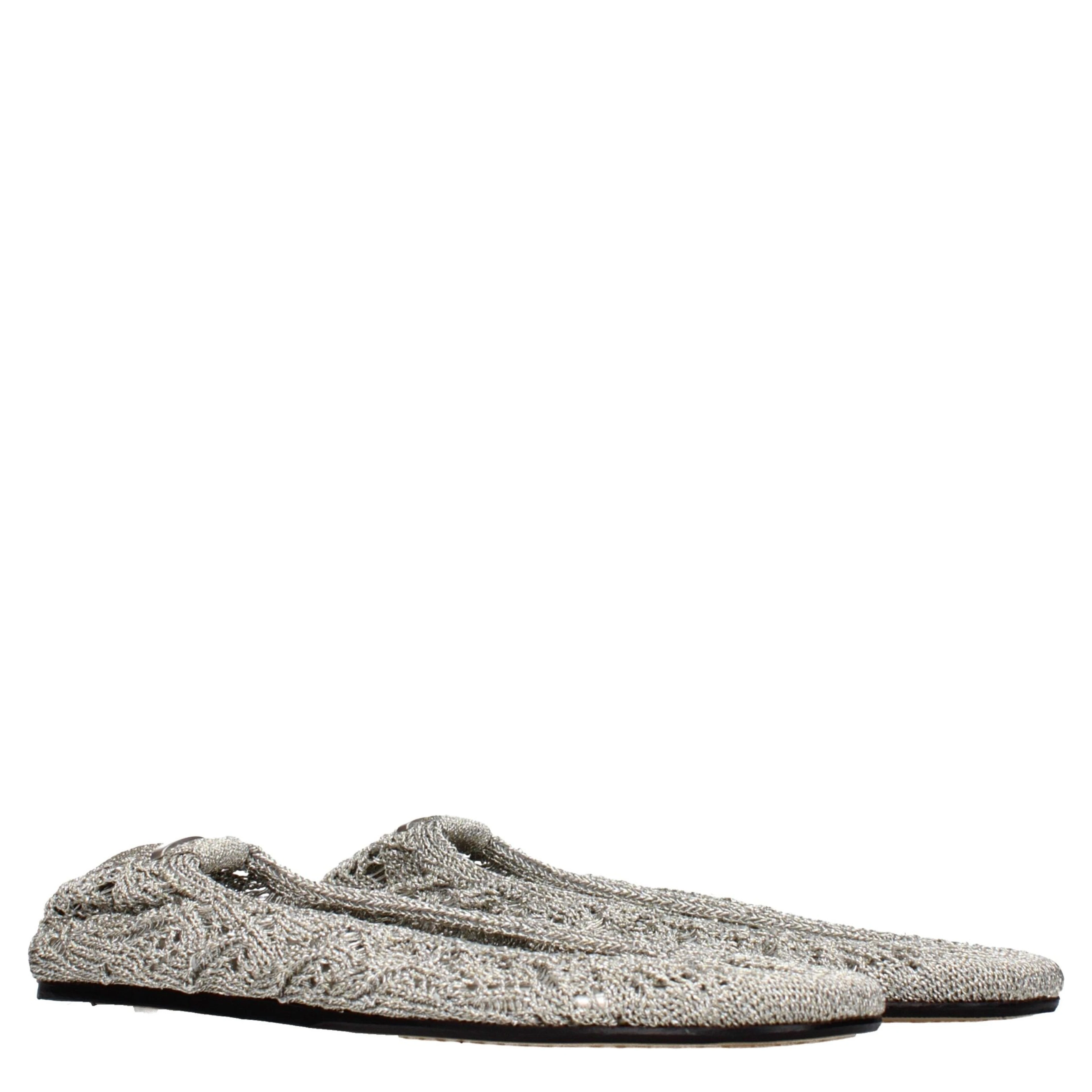 Gray Fabric Ballet Flats