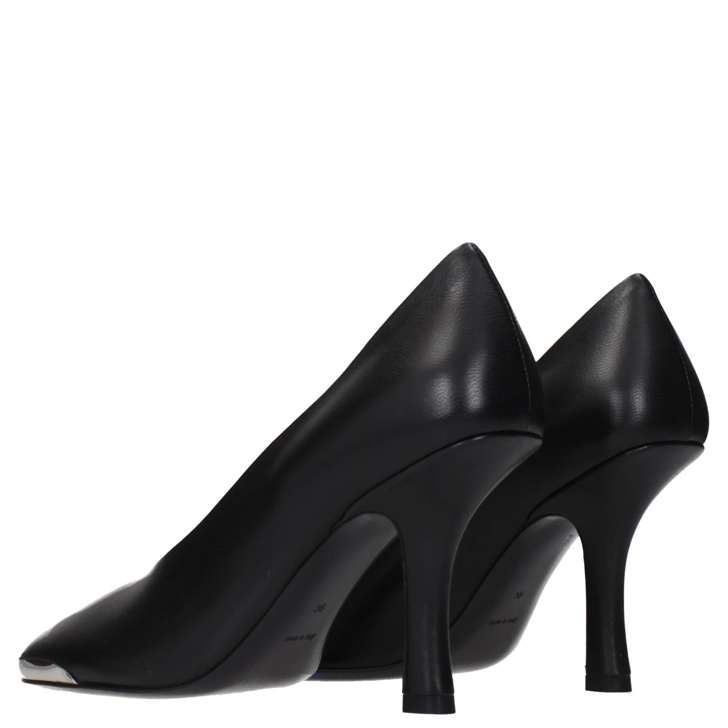 Black Leather High Heel Pumps