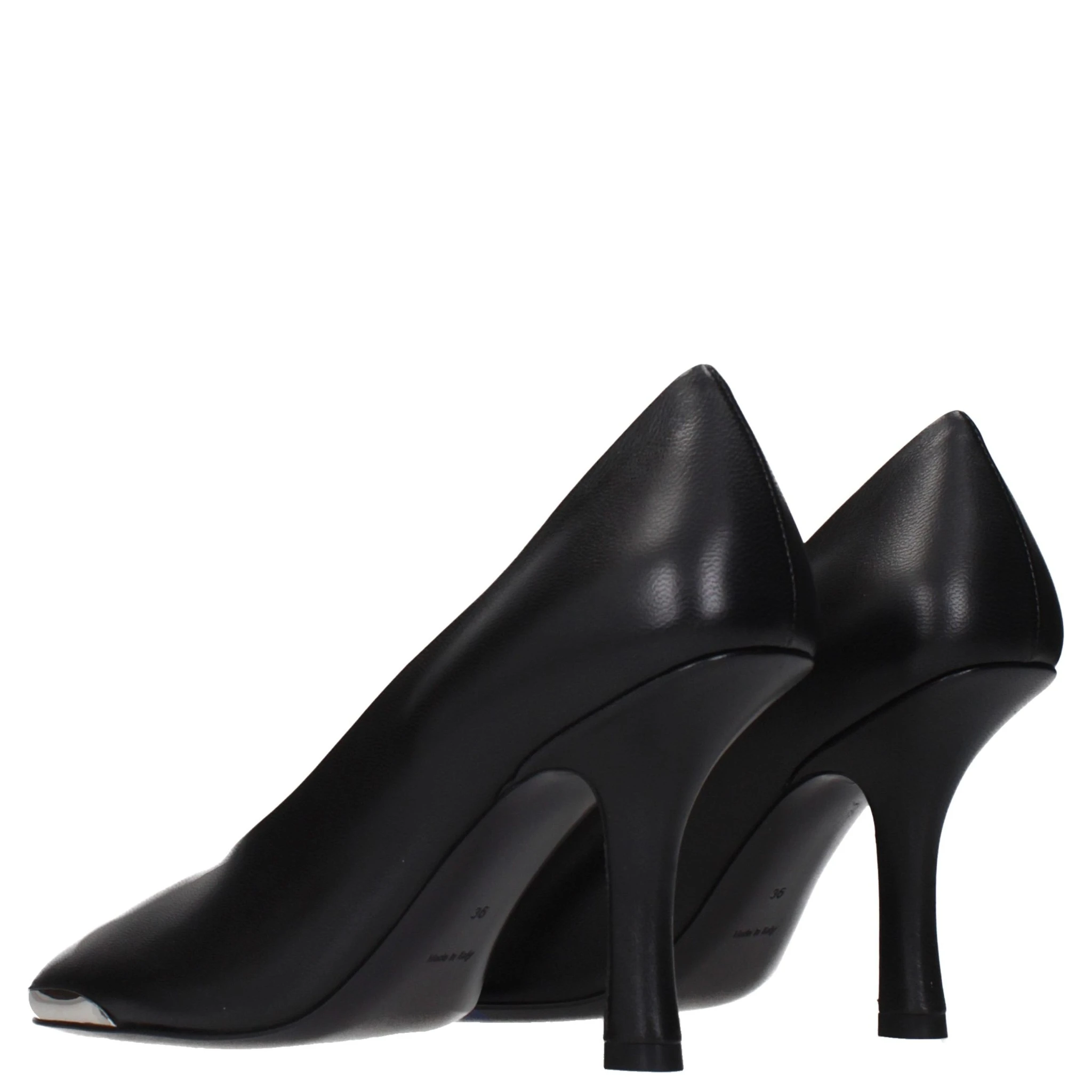 Black Leather High Heel Pumps