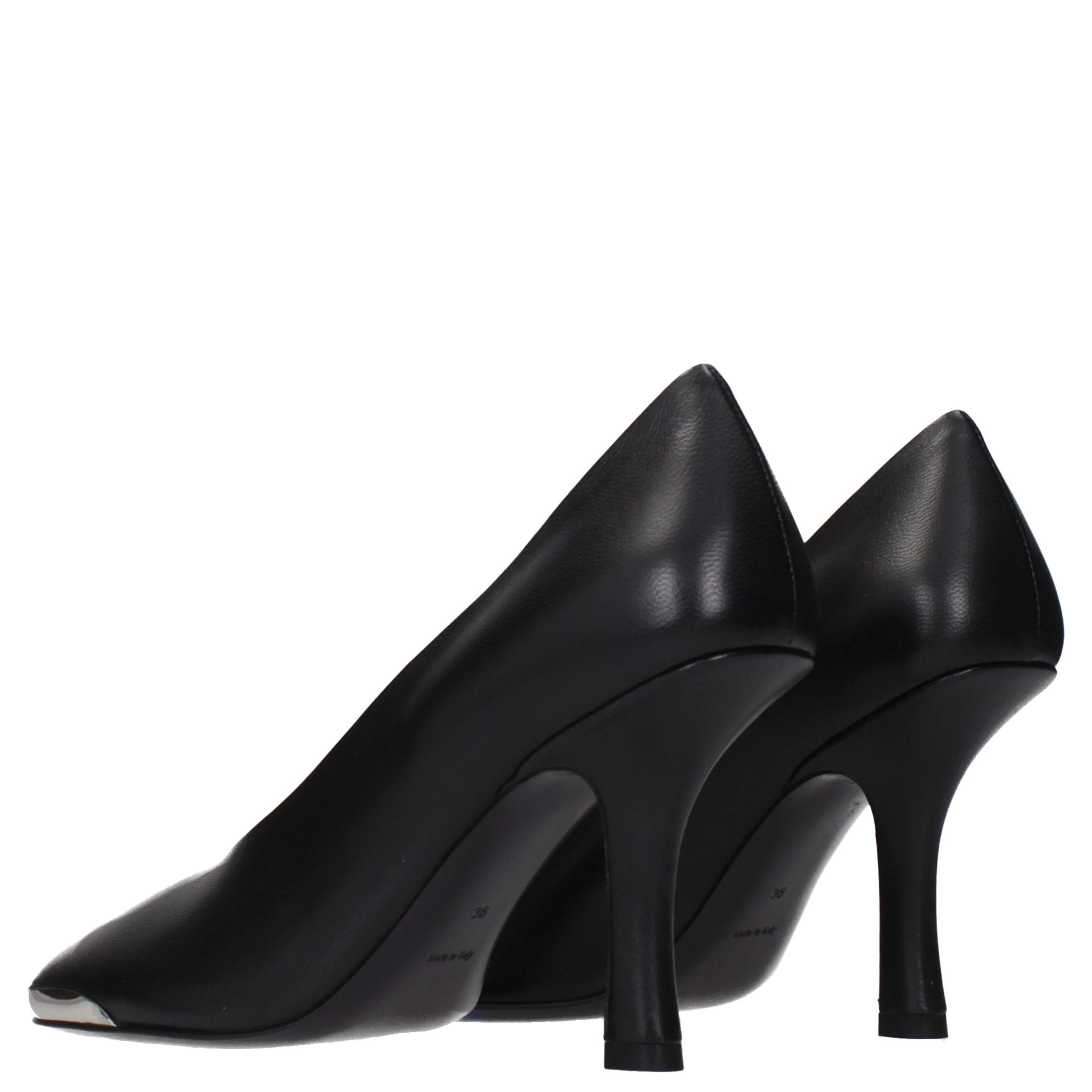 Black Leather High Heel Pumps