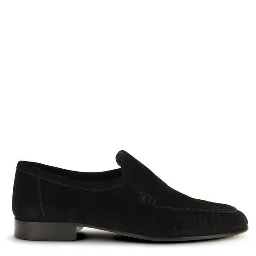 Black Suede Leather Slip-On Loafers