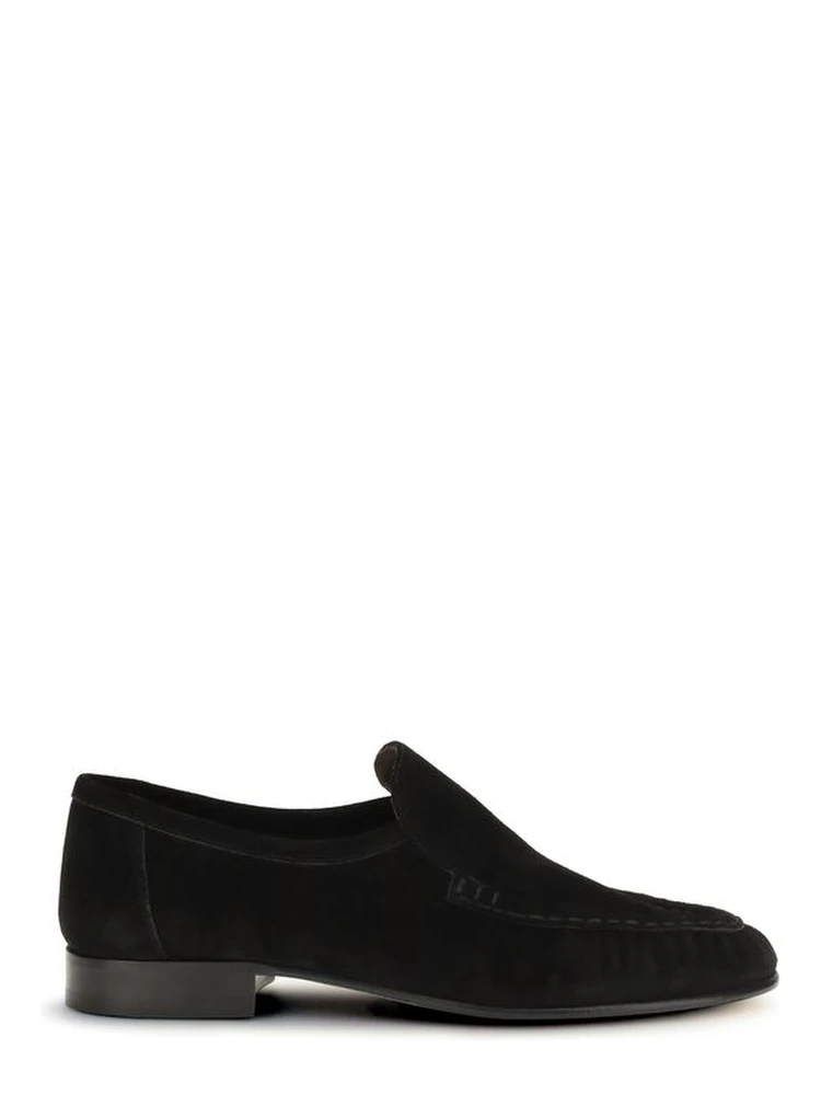 Black Suede Leather Slip-On Loafers
