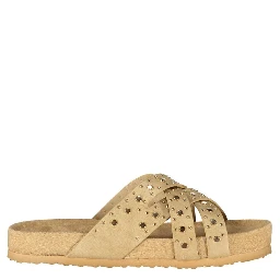Beige Polyurethane Womens Sandal