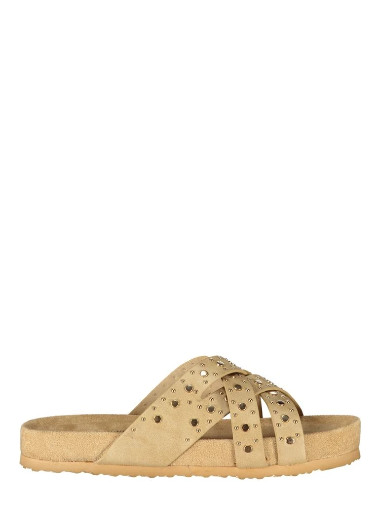 Beige Polyurethane Womens Sandal
