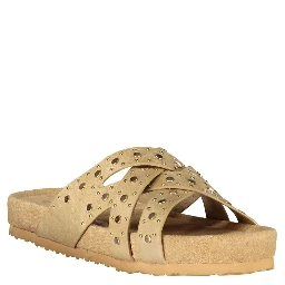 Beige Polyurethane Womens Sandal