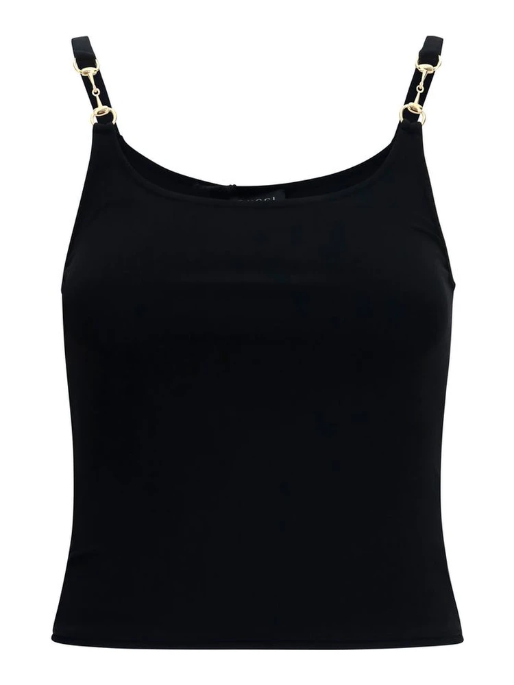 Black Viscose Sleeveles T-Shirt
