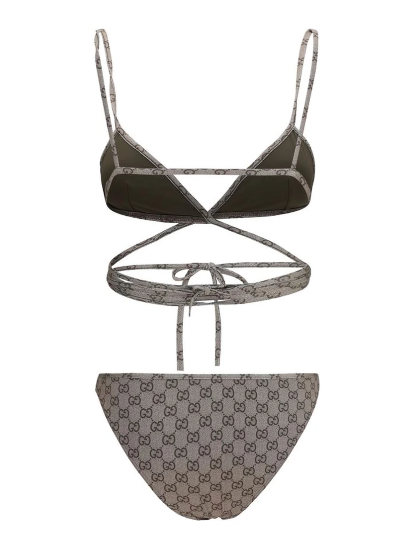 Beige Polyester Bikini