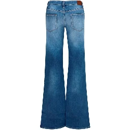 Blue Cotton Flared Jeans