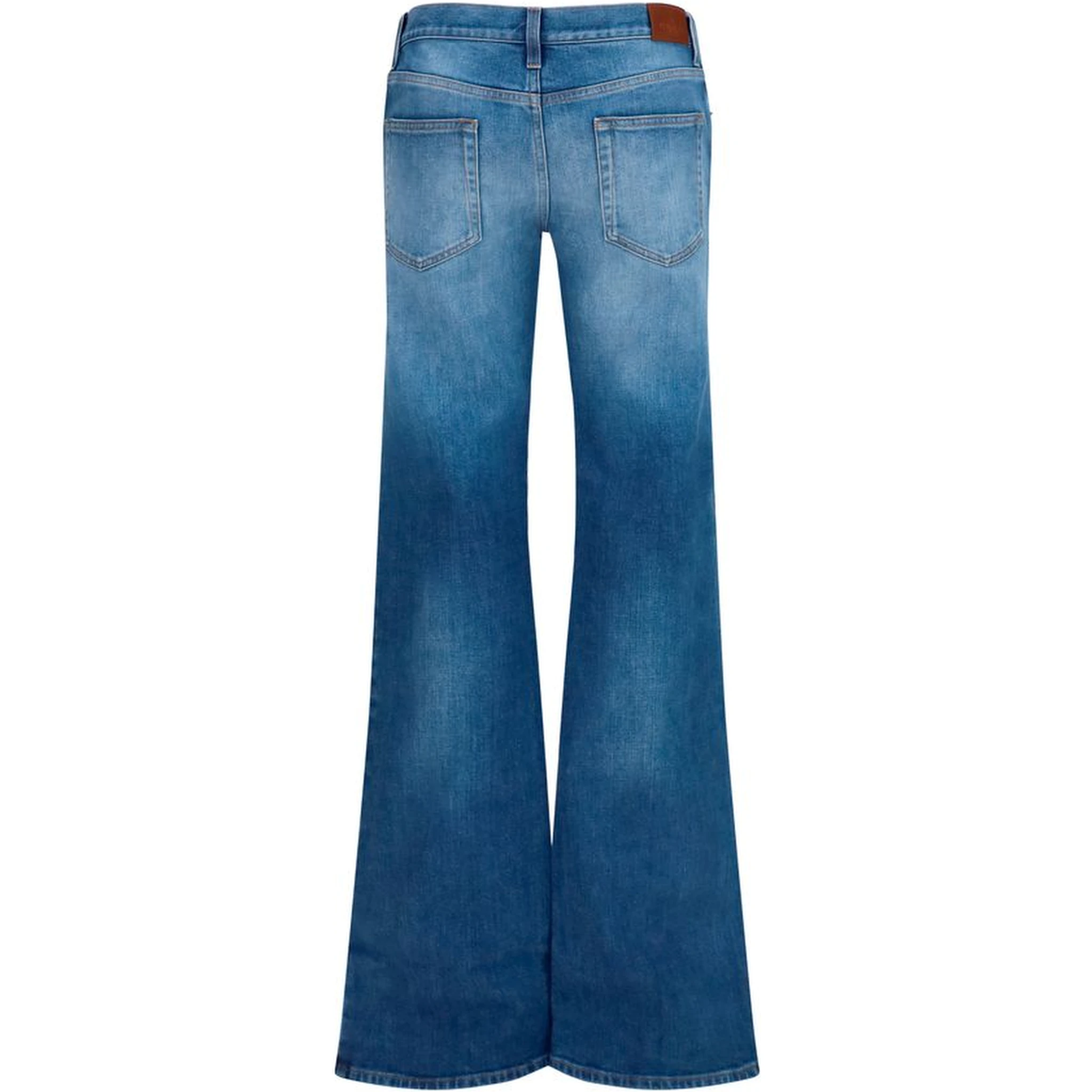 Blue Cotton Flared Jeans