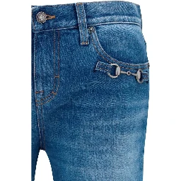 Blue Cotton Flared Jeans