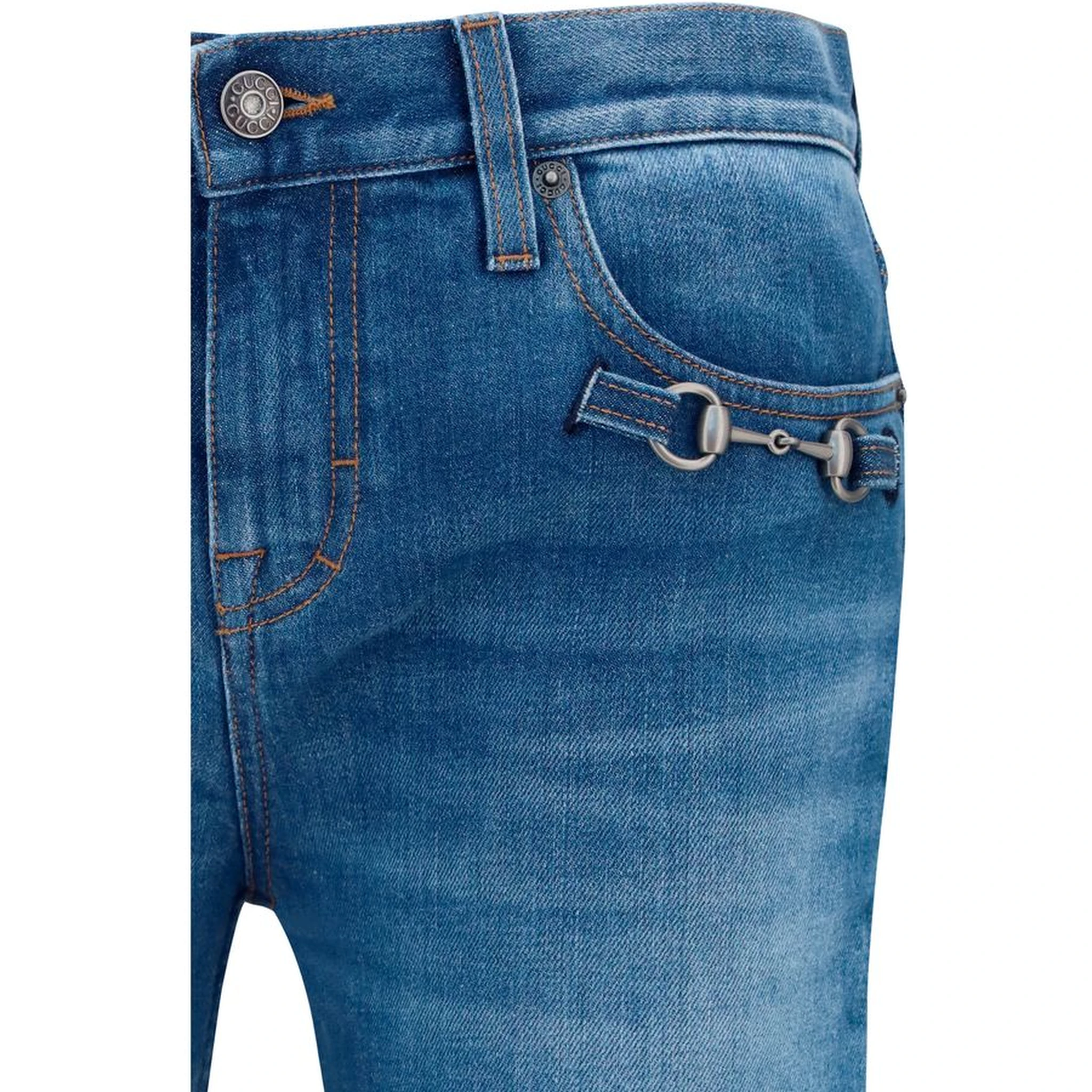 Blue Cotton Flared Jeans