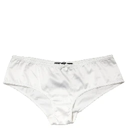 White Silk Stretch Mid Waist Brief Panty Underwear