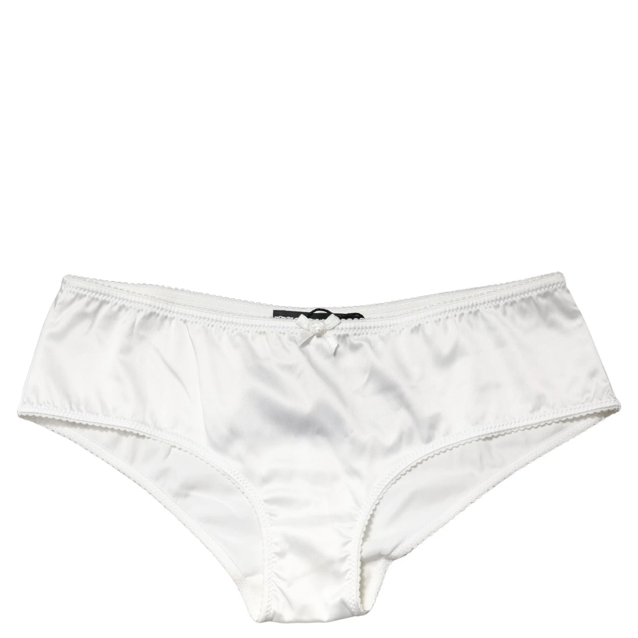 White Silk Stretch Mid Waist Brief Panty Underwear