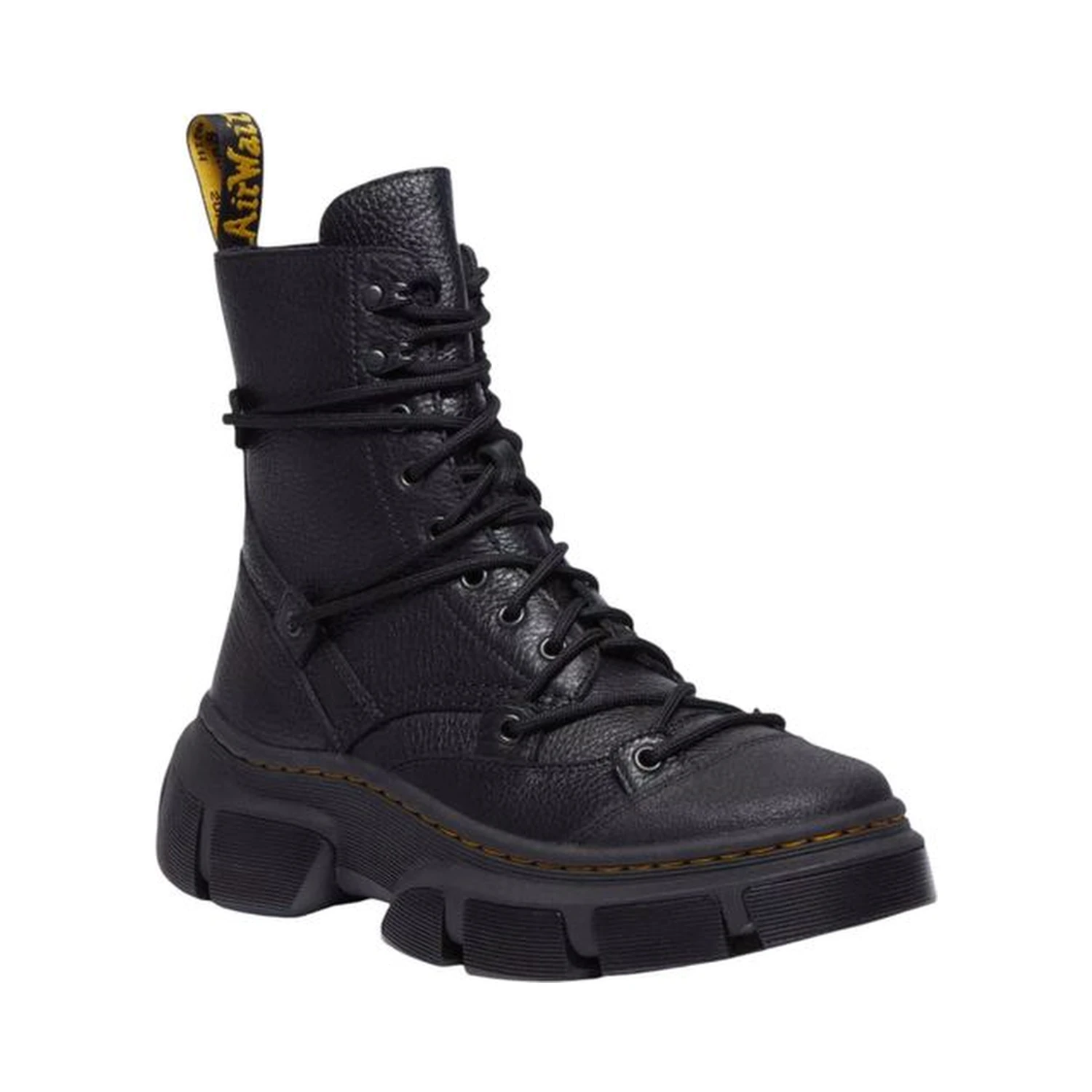 Black Leather Lace-Up Boots
